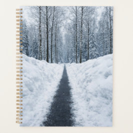 Agenda Camino de bosque invernal brumoso Paisaje invernal
