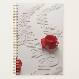 Agenda Camino Floral de Flor de Arte Rojo Elegante