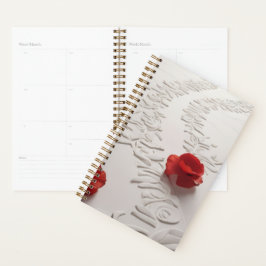 Agenda Camino Floral de Flor de Arte Rojo Elegante
