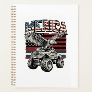 Agenda Camión Monstruo Águila Americano Vintage Patriótic