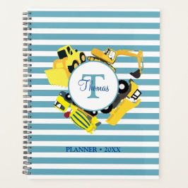 Agenda Camiones de construcción Bandas azules Monograma