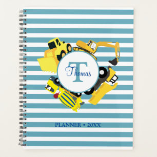 Agenda Camiones de construcción Bandas azules Monograma