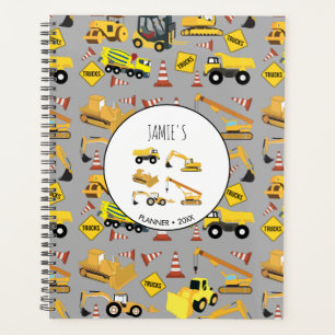 Agenda Camiones de construcción Patrón niños