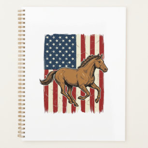 Agenda Camisa de diseño de bandera patriótica de caballo 