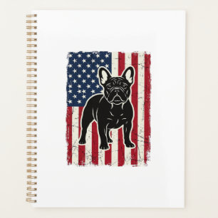 Agenda Camiseta de bandera de bulldog francés patriótico 