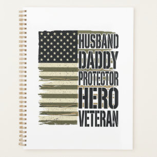 Agenda Camiseta de bandera de héroe protector papá esposo