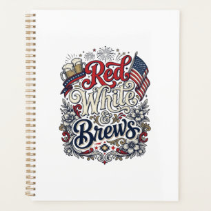 Agenda Camiseta de cerveza patriótica Rojo Blanco & Brews