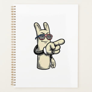 Agenda Camiseta de dibujo animado de mano señalando patri
