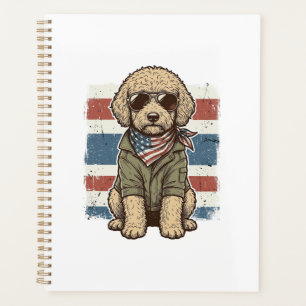 Agenda Camiseta de diseño de perro garabato patriótico vi