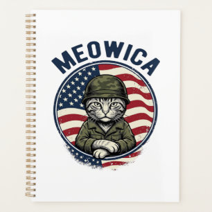 Agenda Camiseta de gato patriótico Meowica con grabado vi