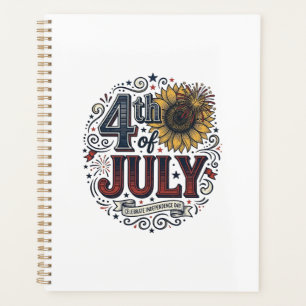 Agenda Camiseta de girasol patriótica del 4 de julio vint