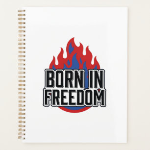 Agenda Camiseta de grabado vintage Born In Freedom Flame