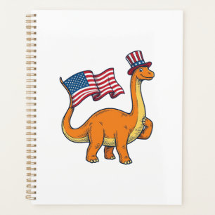 Agenda Camiseta de grabado vintage de bandera de dinosaur