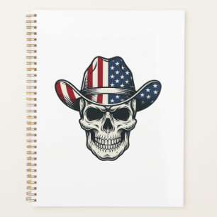 Agenda Camiseta de grabado vintage de cráneo de vaquero p