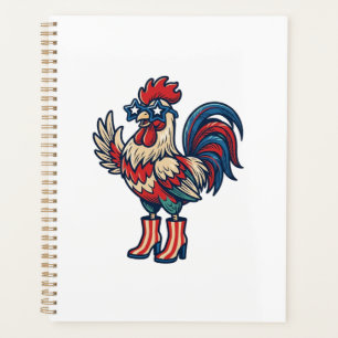 Agenda Camiseta de grabado vintage de gallo patriótico co