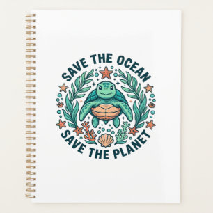 Agenda Camiseta de grabado vintage de tortuga marina Salv