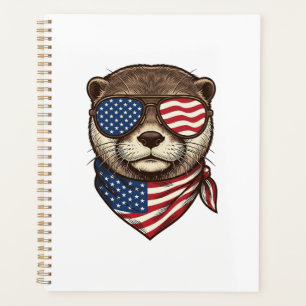 Agenda Camiseta de grabado vintage vector nutria patrióti