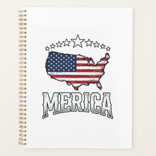 Agenda Camiseta de Mapa de Bandera Patriótica Vintage Mer