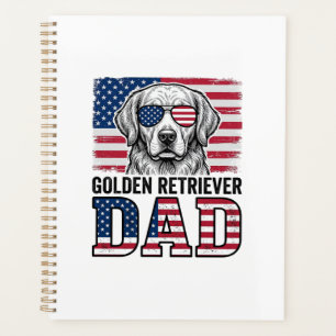 Agenda Camiseta de perro vintage patriota papá Golden Ret