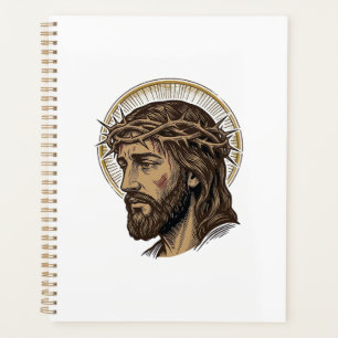 Agenda Camiseta de retrato de corona de espinas grabada v