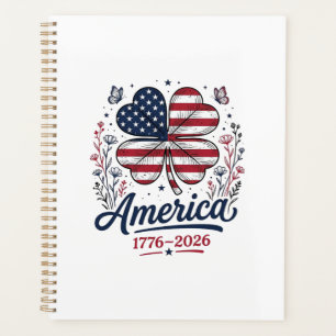 Agenda Camiseta de trébol patriótico Vintage América 1776