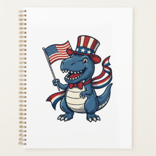 Agenda Camiseta de vector vintage de dinosaurio patriótic