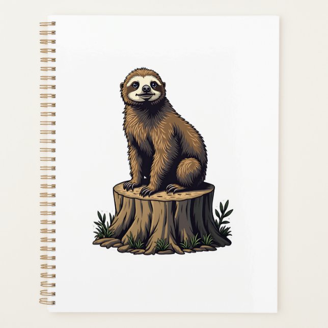 Agenda Camiseta de vida silvestre con grabado de perezoso (Anverso)