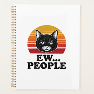 Agenda Camiseta divertida de gato negro Ew gente atardece