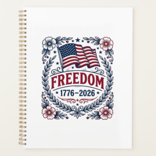 Agenda Camiseta floral bandera vintage patriota Libertad 