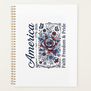 Agenda Camiseta Floral Vintage América Patriótica_1
