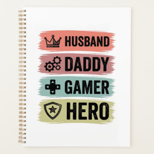 Agenda Camiseta geométrica Vintage Husband Daddy Gamer He