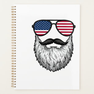Agenda Camiseta gráfica de gafas de sol con barba patriót
