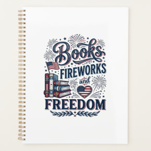 Agenda Camiseta Lector Patriótico Libros Fuegos Artificia