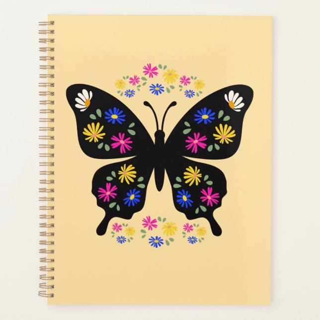 Agenda Camiseta mariposa con flores multicolor (Anverso)