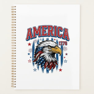 Agenda Camiseta Patriótica Águila Vintage América 1776_