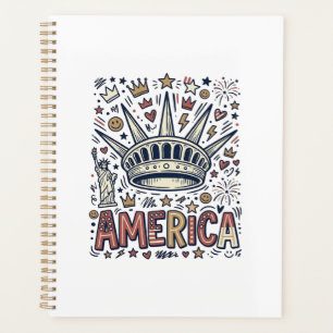 Agenda Camiseta Patriótica Corona Libertad Vintage Améric