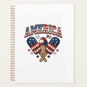 Agenda Camiseta Patriótica de Helado Vintage América_1
