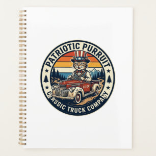 Agenda Camiseta Patriótica del Tío Sam Gato Retro Puesta 