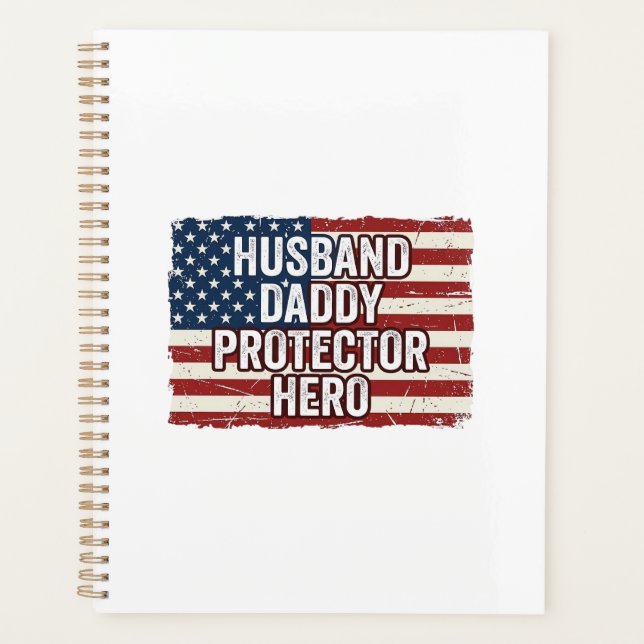 Agenda Camiseta Patriótica Marido Papá Protector Héroe Ba (Anverso)