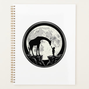 Agenda Camiseta Silueta de Jirafa Vintage y Niño Luna_1