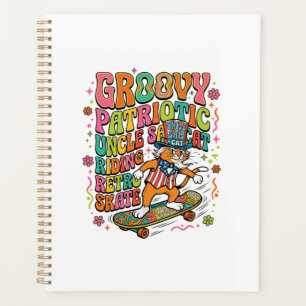 Agenda Camiseta Típica Retro de Gato Tío Sam Patriótico (