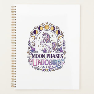 Agenda Camiseta Unicornio Fases Lunares Unicornio Fondo B