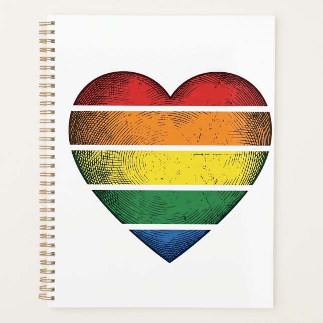 Agenda Camiseta Vectorial de Orgullo Corazón Arcoíris Vin (Anverso)