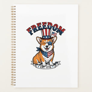 Agenda Camiseta vintage con grabado de Corgi patriótico d
