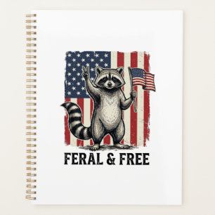 Agenda Camiseta Vintage de Mapache Patriótico Feral y Lib