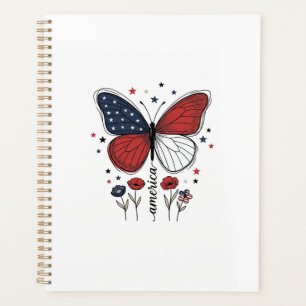 Agenda Camiseta Vintage Patriótica Mariposa América Diseñ