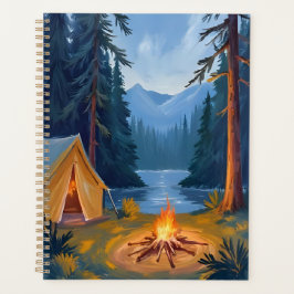 Agenda Camping Trip Forest Campfire Tent Watercolor