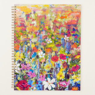 Agenda campo apasionado de flores silvestres rojas naranj