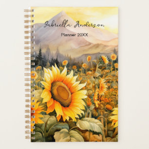 Agenda Campo de Girasoles Naturaleza Acuarela Nombre Pers