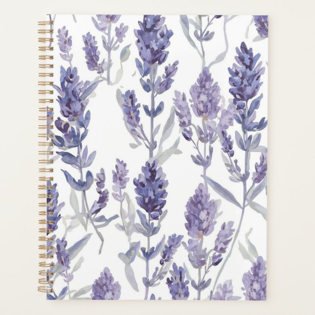Agenda Campos de lavanda | Patrón de flores de acuarela p (Anverso)